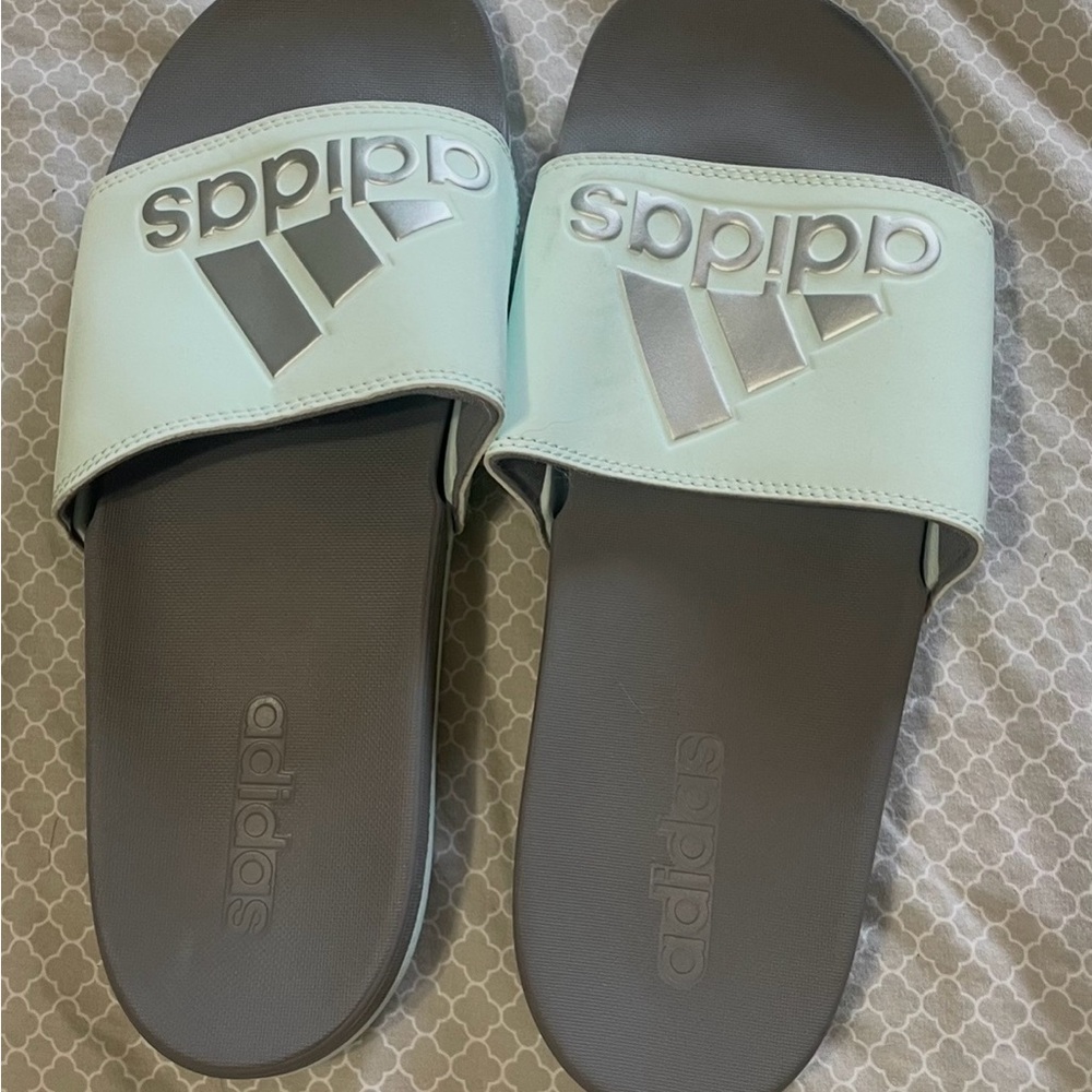 Adidas Women’s Mint and Gray Slide Sandals